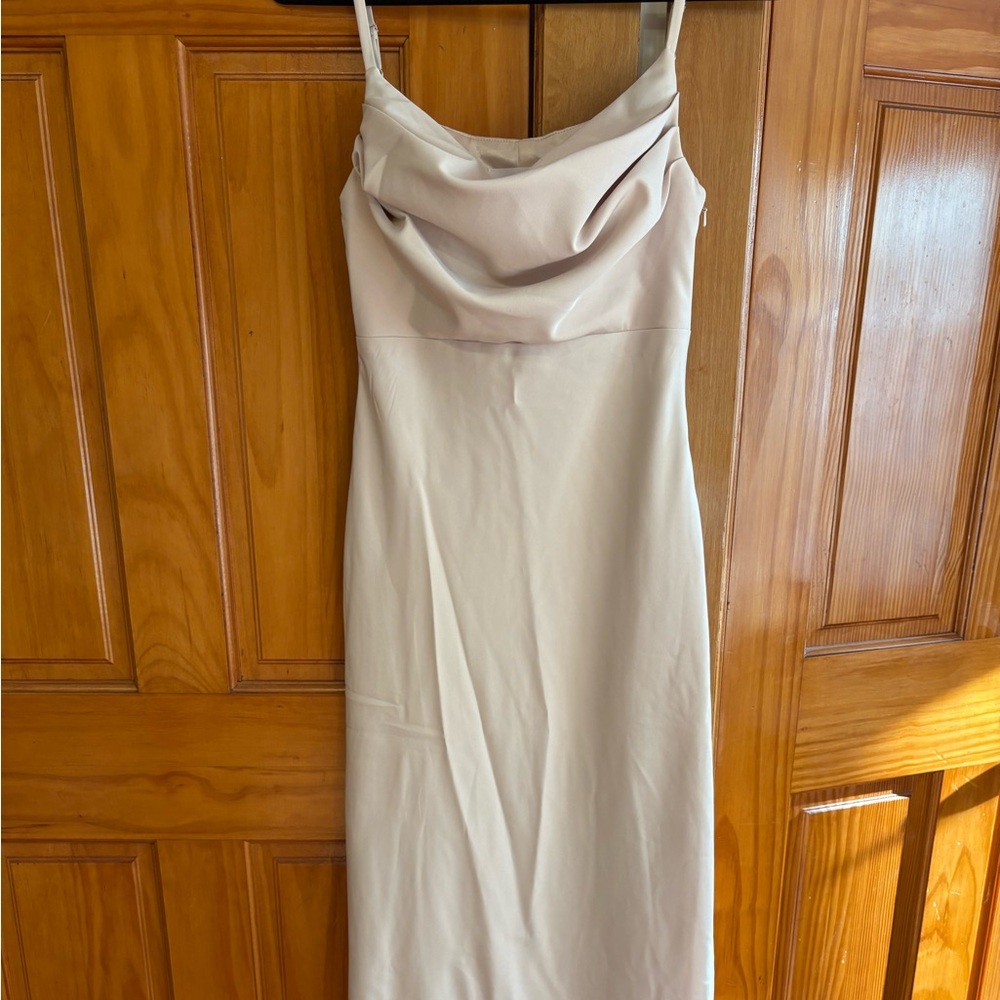 Revelry Sky Crepe Dress in Gold Champagne